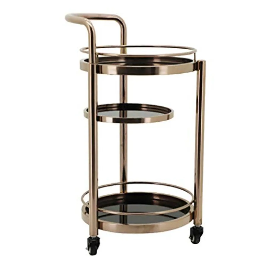 

Service Cart Modern Serving Trolley with 3 Open Storage Shelves, Tea/Bar Trolley with 3 Wheels, Hotel Or Restaurant