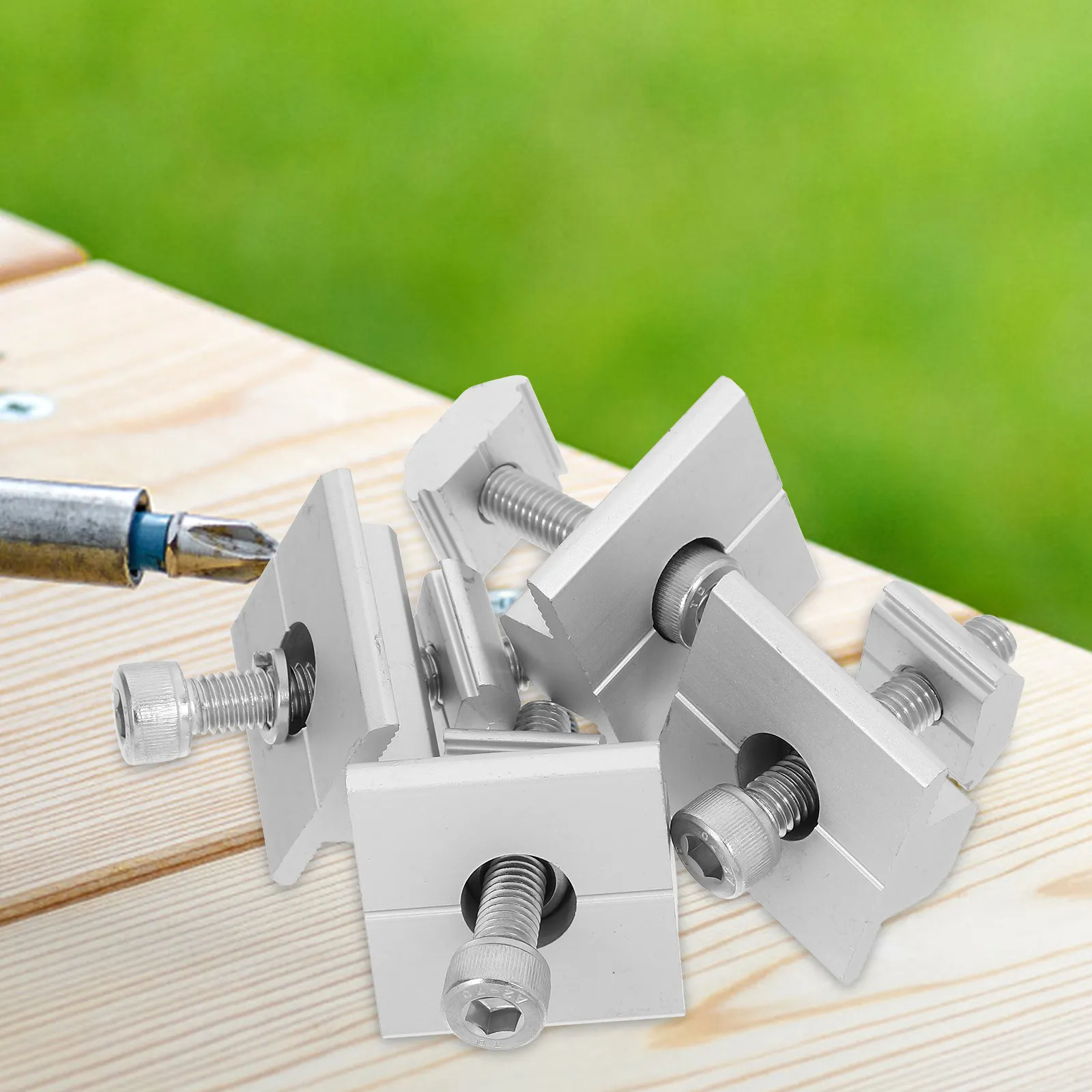 4Pcs Solar Panel Mid Clamps Aluminum Alloy Hex Socket Cap Bolts Spring Washer Secure Mounting Hardware Flat Roof Stand
