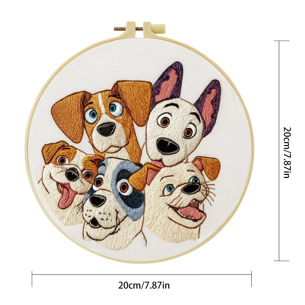 1 Stück 20X20CM/15X15CM 7,87/6,3 Zoll Niedliches Hunde-Stickerei-Starter-Kit DIY-Kit DIY-Stickerei-Set Handarbeiten Nähkunst – Detail 3