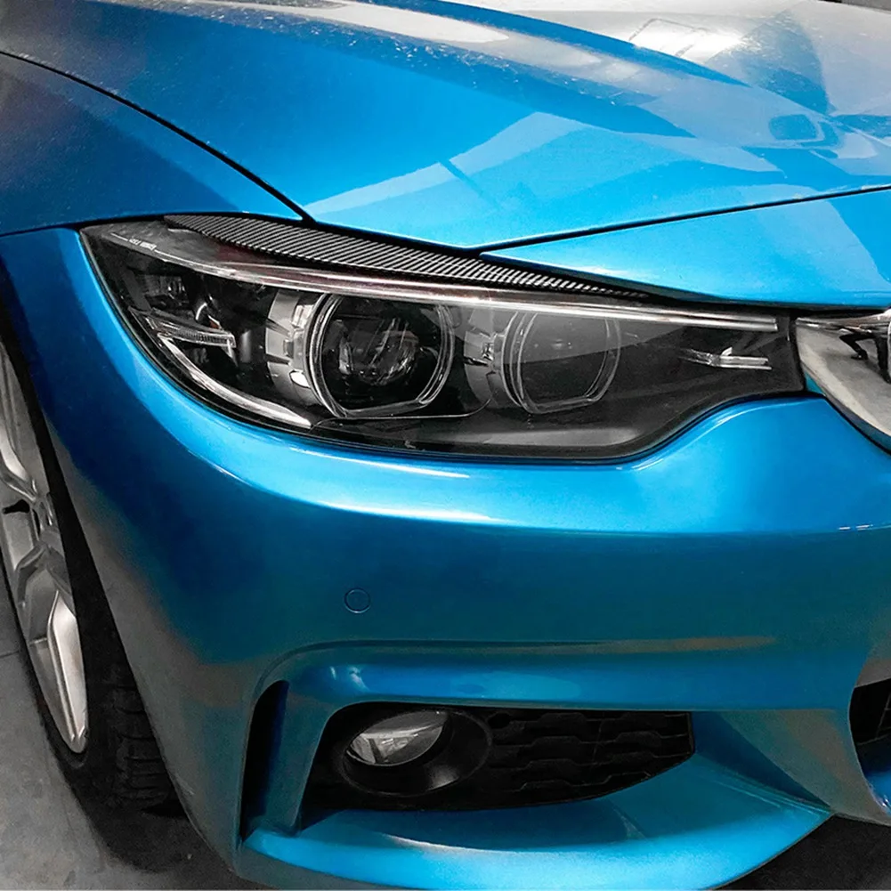 For BMW 4-Series F32 F33 F36 2014-2020 Front Headlight Cover Garnish Strip Eyebrow Cover Trim Sticker Carbon