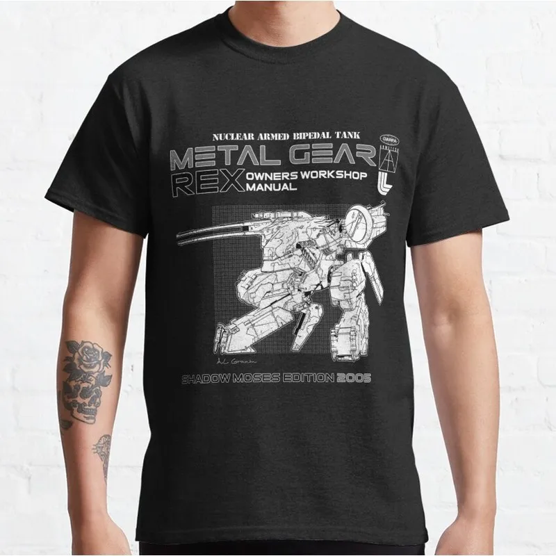 Metal Gear Rex Manual Game T‑Shirt Gamer Fan Gift Unisex Cotton Short Sleeve Tees Solid Snake Graphic Print Streetwear Tops