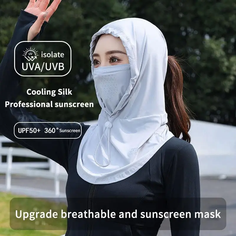 

New Fashion Anti-UV Ice Silk Sun Hat Adjustable Breathable Sunscreen Hat With Shawl Quick Drying Sunshade Cap Outdoor Sports