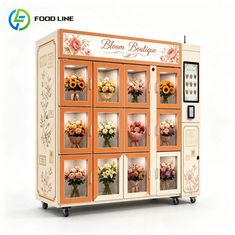 Flower Vending Machine Fresh Floral Display Bouquet Locker Automatic Retail Refrigerated Customized
