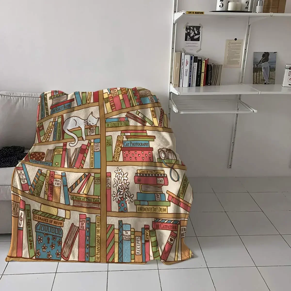 Book Lovers Pattern Flannel Blanket Fashion Bed Sofa Air Conditioning Fashionable LeisurePicnic Travel Napping CustomizableThrow