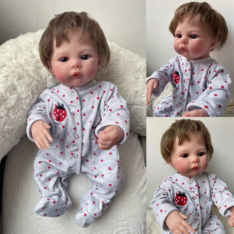 

48cm Meadow Full Body Vinyl Newborn Baby Girl Reborn Doll Soft Cuddly Body Lifelike Soft Touch with Visible Veins Art Doll