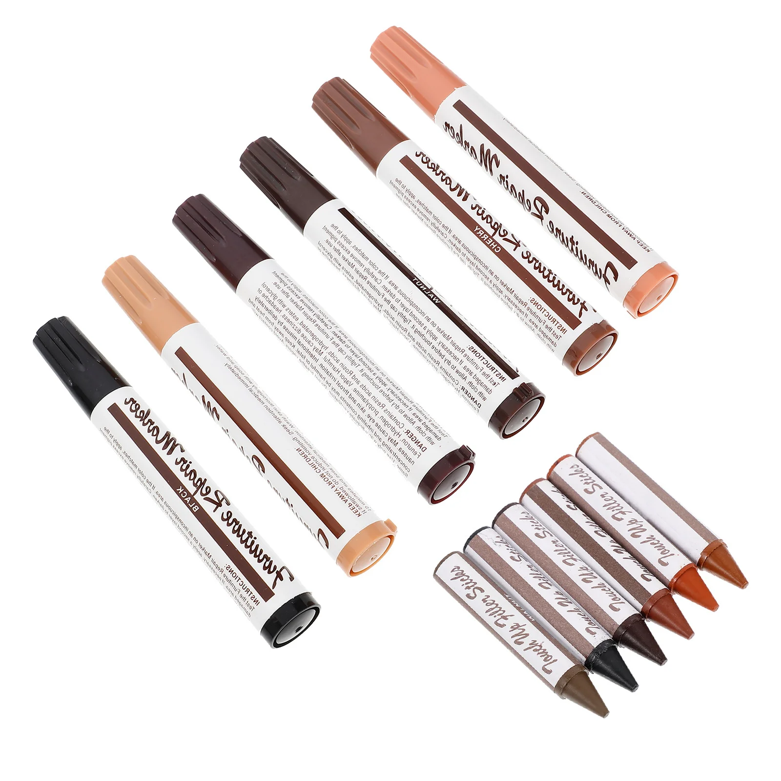 Conjunto de canetas de retoque para móveis, 12 peças, para reparar arranhões, madeira dura, kit de plástico, marcadores, revestimento, esconder arranhões, manchas, polimento de cera