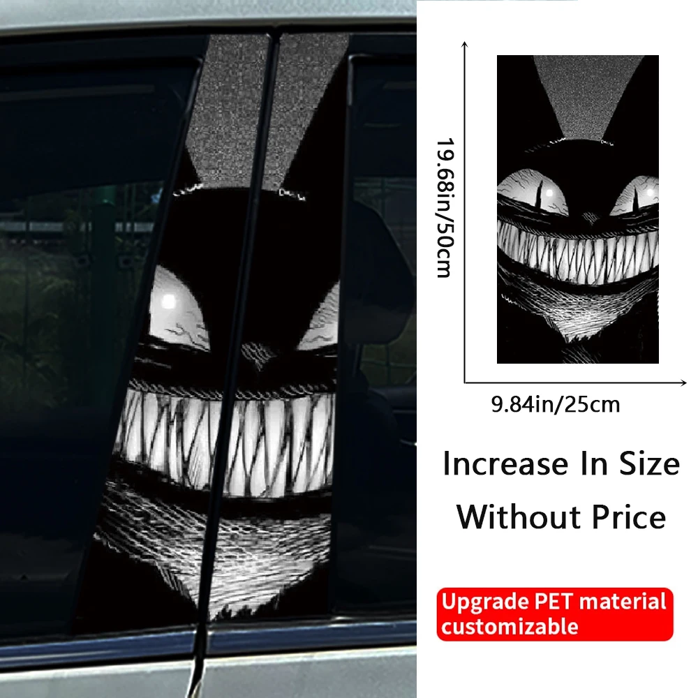 Evil Cat Auto B Pillar Waterproof Car Stickers Decoration Cover Scratches DIY Car Doors Pillar Sunscreen Animal PET Decals