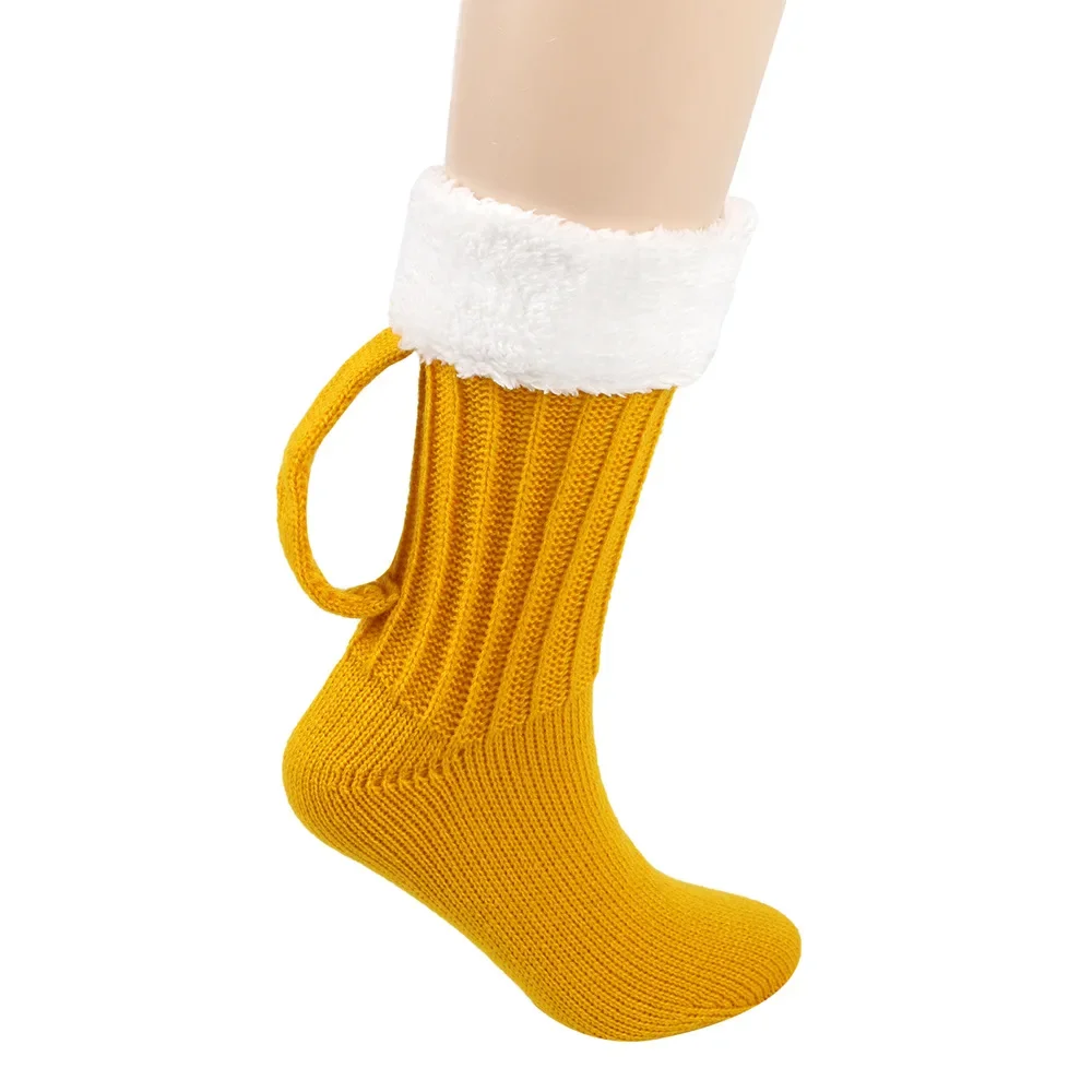 Chaussettes en tricot à motif animal pour Noël, chaussettes de sol chaudes, chope de bière drôle, cadeaux de Noël, nouveauté, hiver