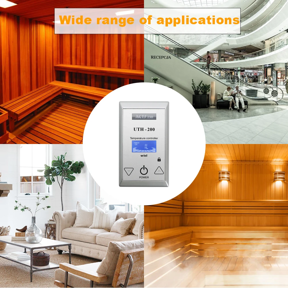 Minco Heat UTH200 100~250V 18A Heating Film Temperature Controller Switch Touch Button Floor Heating Thermostat