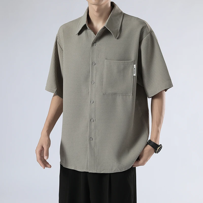 

Мужская летняя тонкая футболка из ледяного шелка с коротким рукавом, приталенная, повседневная, однотонная, молодежная, модная, трендовая