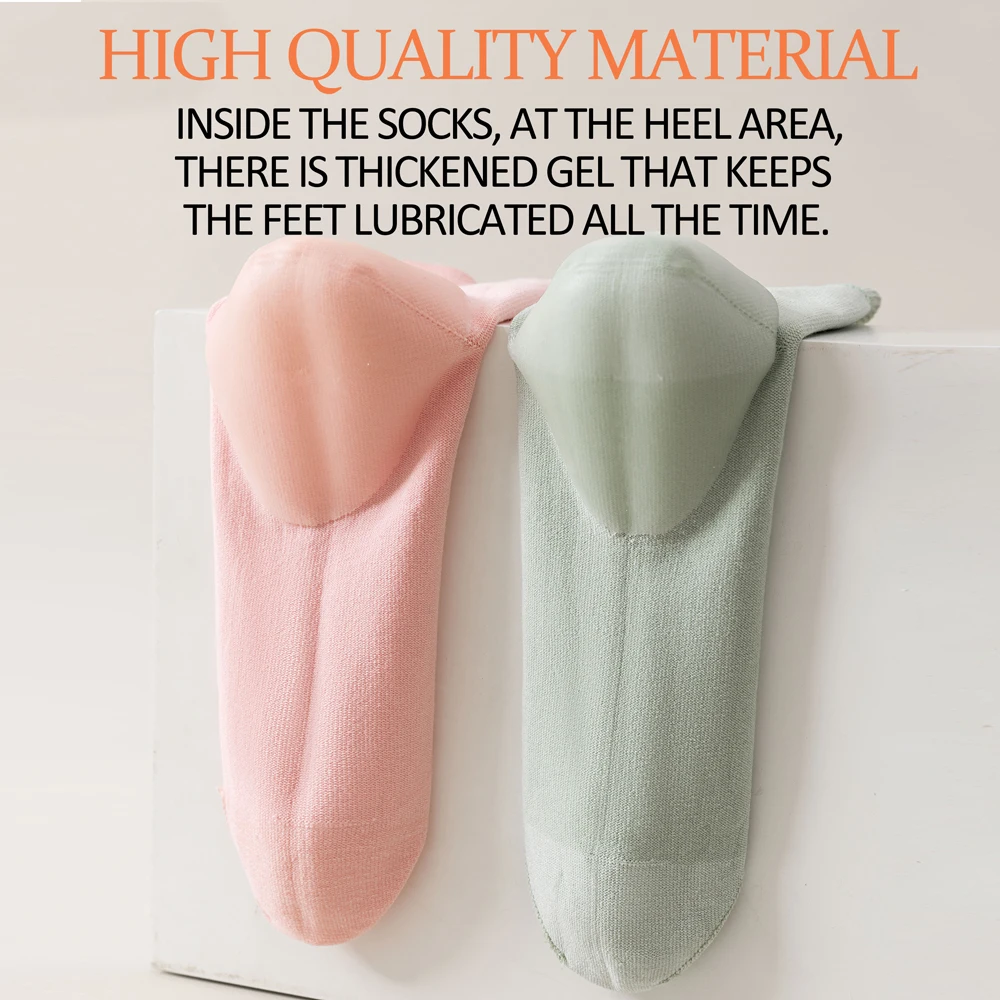 1/3 Paar feuchtigkeitsspendende Socken für Frauen, rissige Fersenbehandlung mit Rosenöl, weichmachende Pflege, Silikongel-Pad, Baumwoll-Crew-Socken – Detail 10