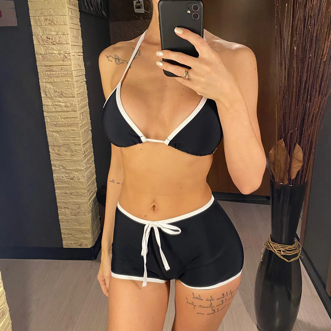 Neuer, aufregender Bikini mit asymmetrischem Schnitt, Damen-Badeanzug, zweiteiliges Bikini-Set, Strandshorts, Badebekleidung, Badeanzug, Modell V5226. – Detail 2