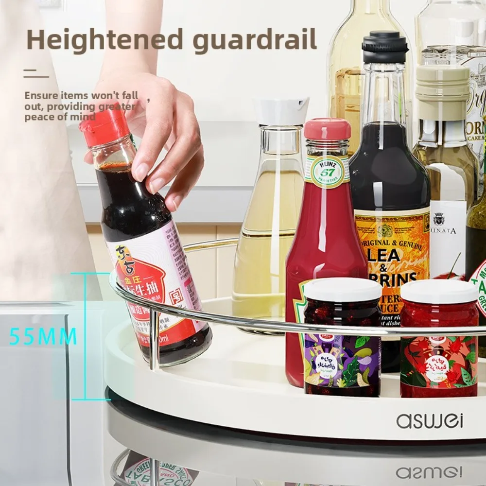 Kitchen Seasoning Rack Rotatable Condiments Oil, Sauce and Vinegar Turntable Stainless Steel Desktop Finishing Box Storage Rack