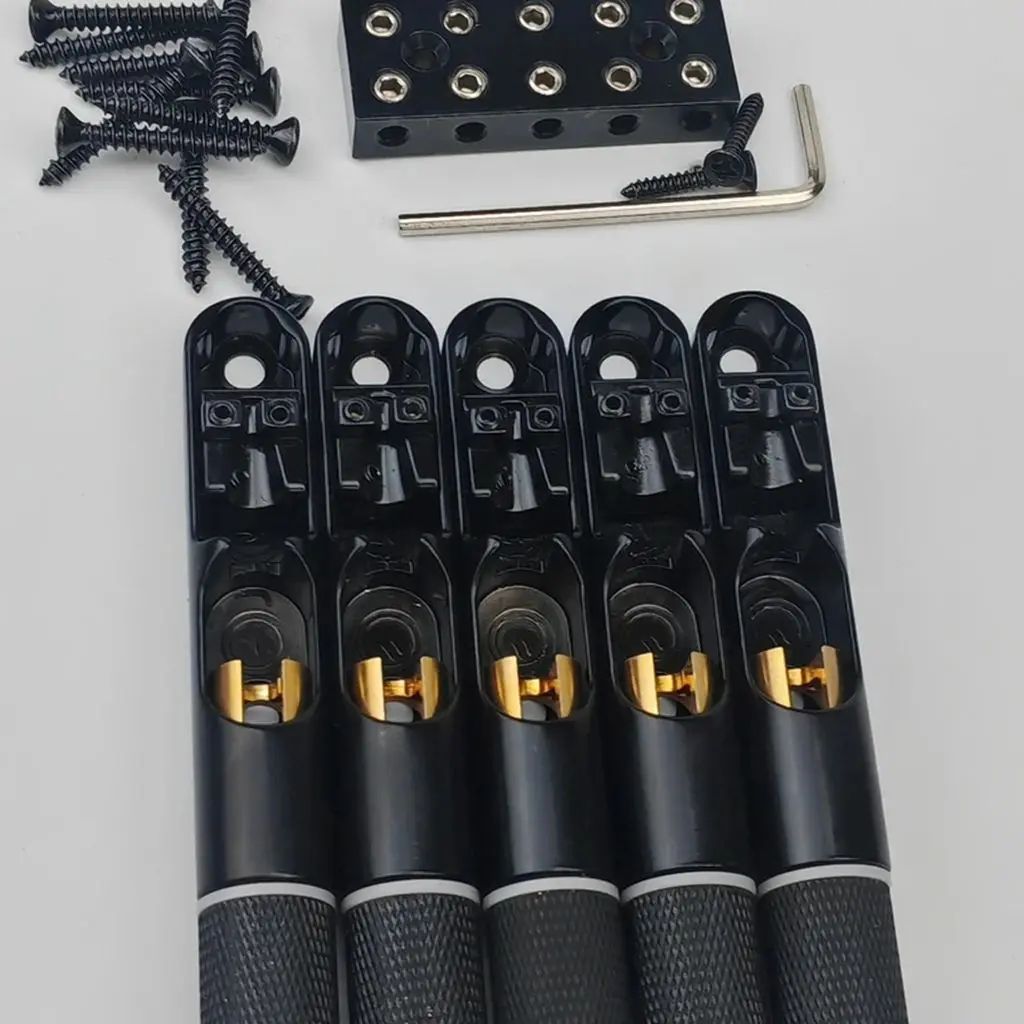 Guyker-Single String Fan Bass Bridge, Headless fixas Faned Bridges, baixo elétrico, preto, 4 pcs, 5 pcs
