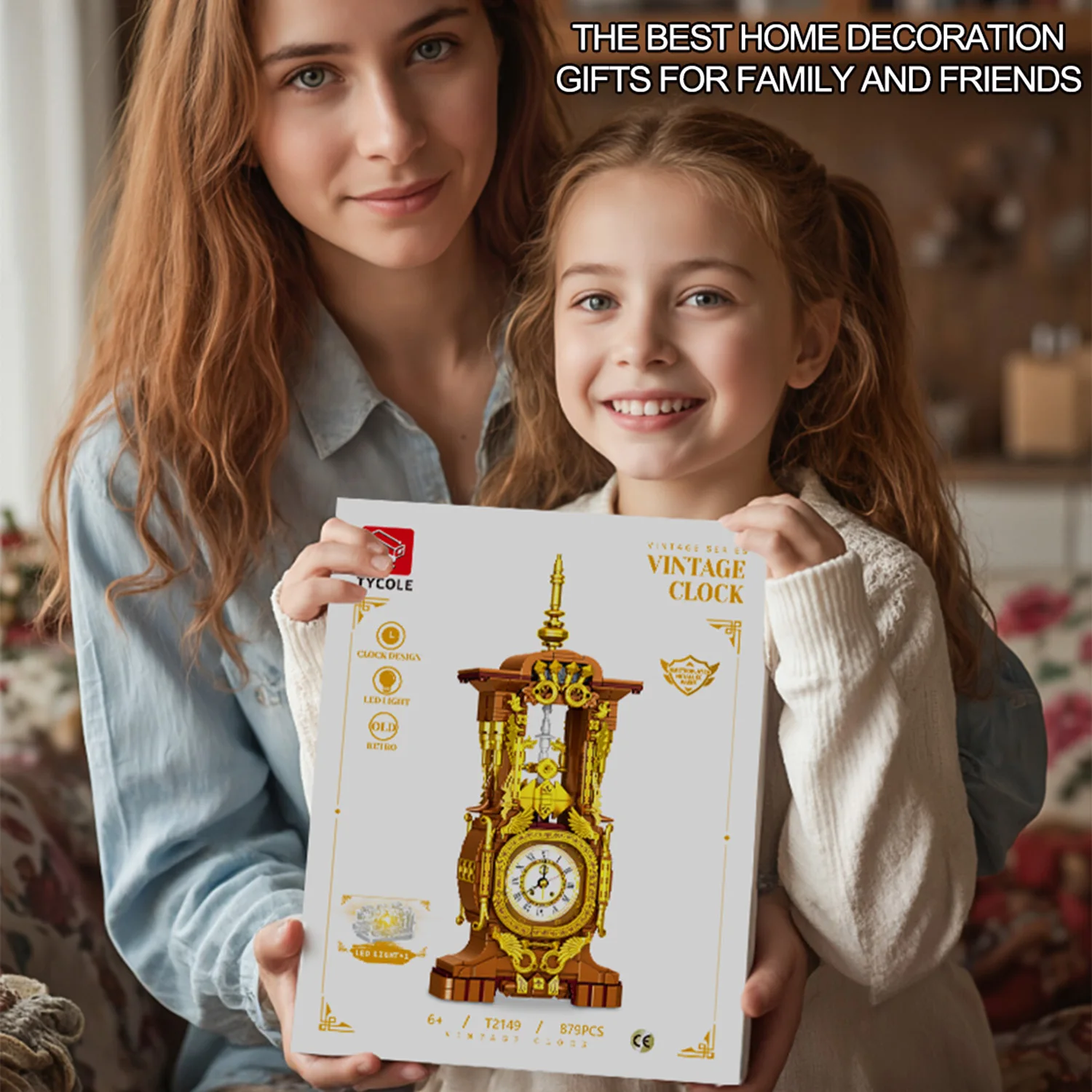 879PCS Orologio vintage Building Blocks Giocattoli Modello Orologio vintage assemblare Puzzle Mattoni Set di giocattoli per bambini Regali di ornamenti per il desktop