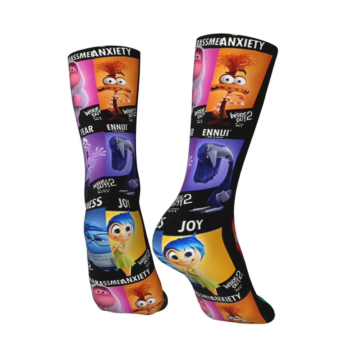 Funny Happy Men\'s compression Socks Inside Out Emotions Vintage Harajuku Inside out 2 Street Style Novelty Casual Crew Crazy