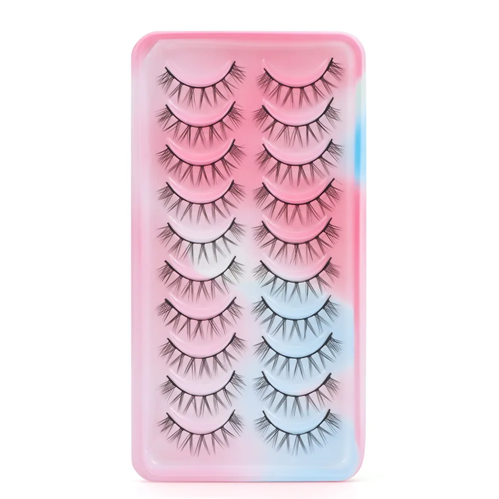 Woman's Fashion 3D Silk Fiber False Eyelashes Thick Cross Natural Makeup Eye Extension Tools Handmade Messy Voluminous Lashes