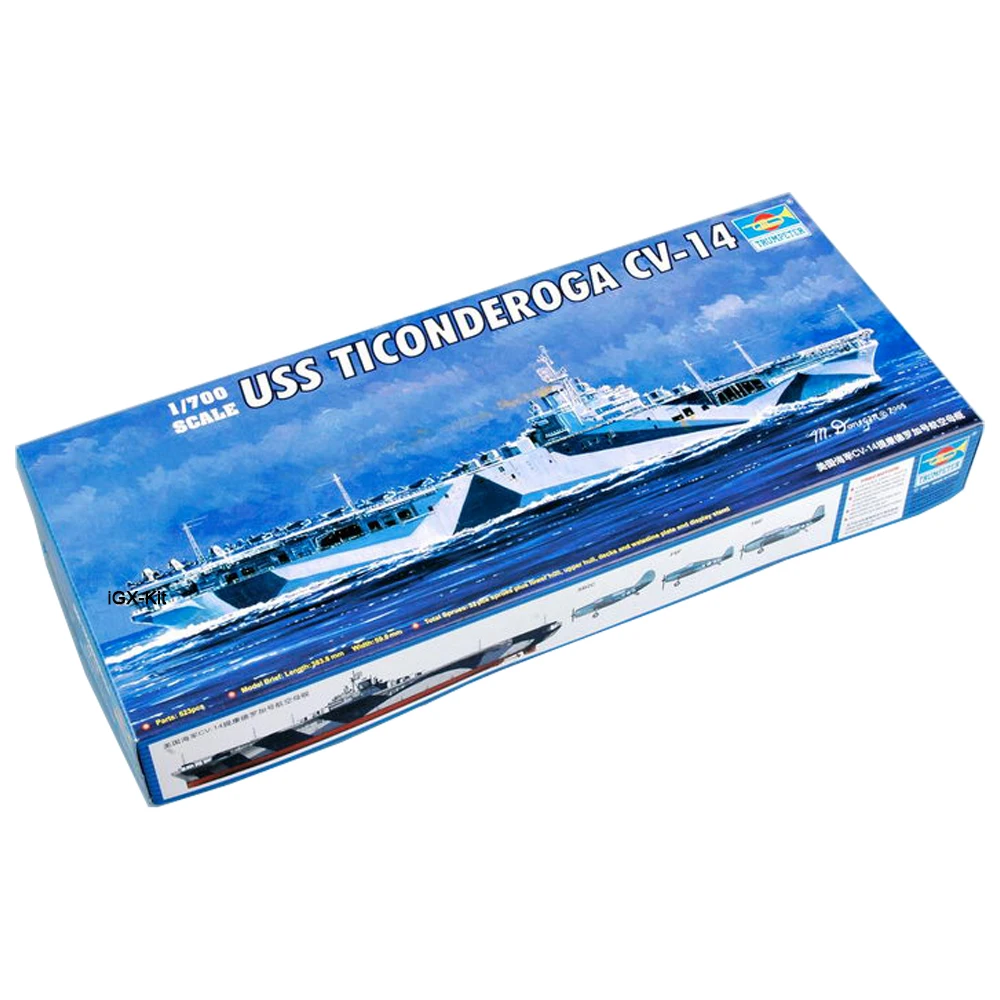 Trumpeter 05736 1/700 Scale USS CV-14 Ticonderoga Aircraft Carrier Military Ship Toy Hobby Assembly Plastic Model Building Kit