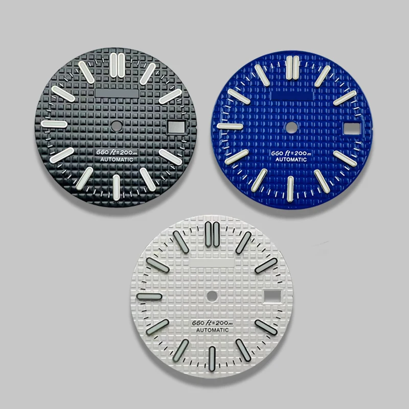 Esfera de 28,5 mm compatible con accesorios de modificación de reloj luminoso verde calibre NH35/NH36