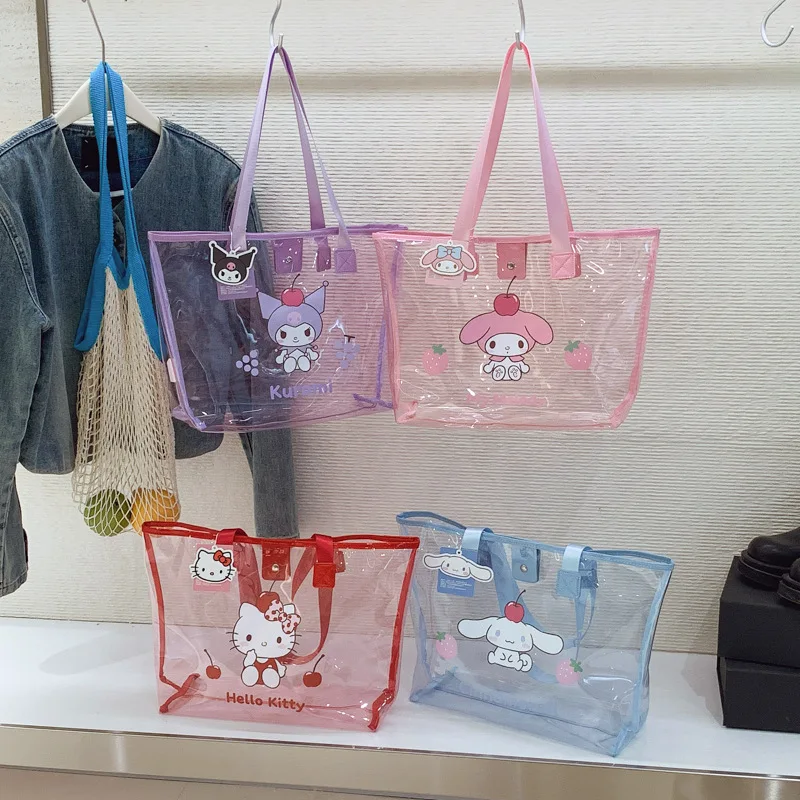 

Sanrio Genuine Authorized New Shoulder Transparent Waterproof Toilet Case Cosmetic Bag Fitness Bath Beach Bag Large Bag