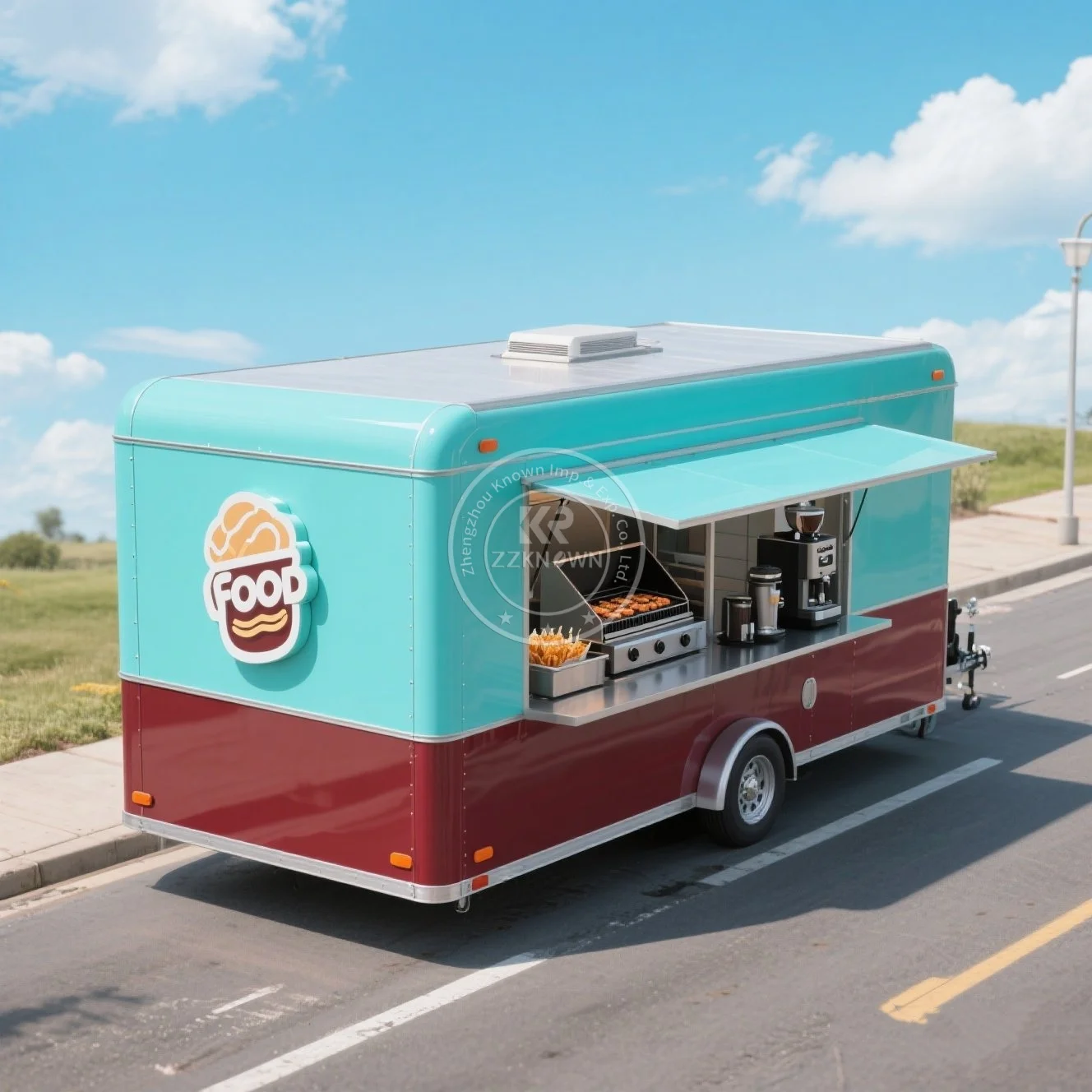 

2025 New Unpowered Mobile Coffee Trailer USA Standard Food Vending Cart Food Car Custom Color Pull The Dining Cart