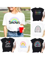 2021 Teachers life teacher Funny Women T Shirt Casual White Short Sleeve Vintage O-Neck Female Tops Tees for gift