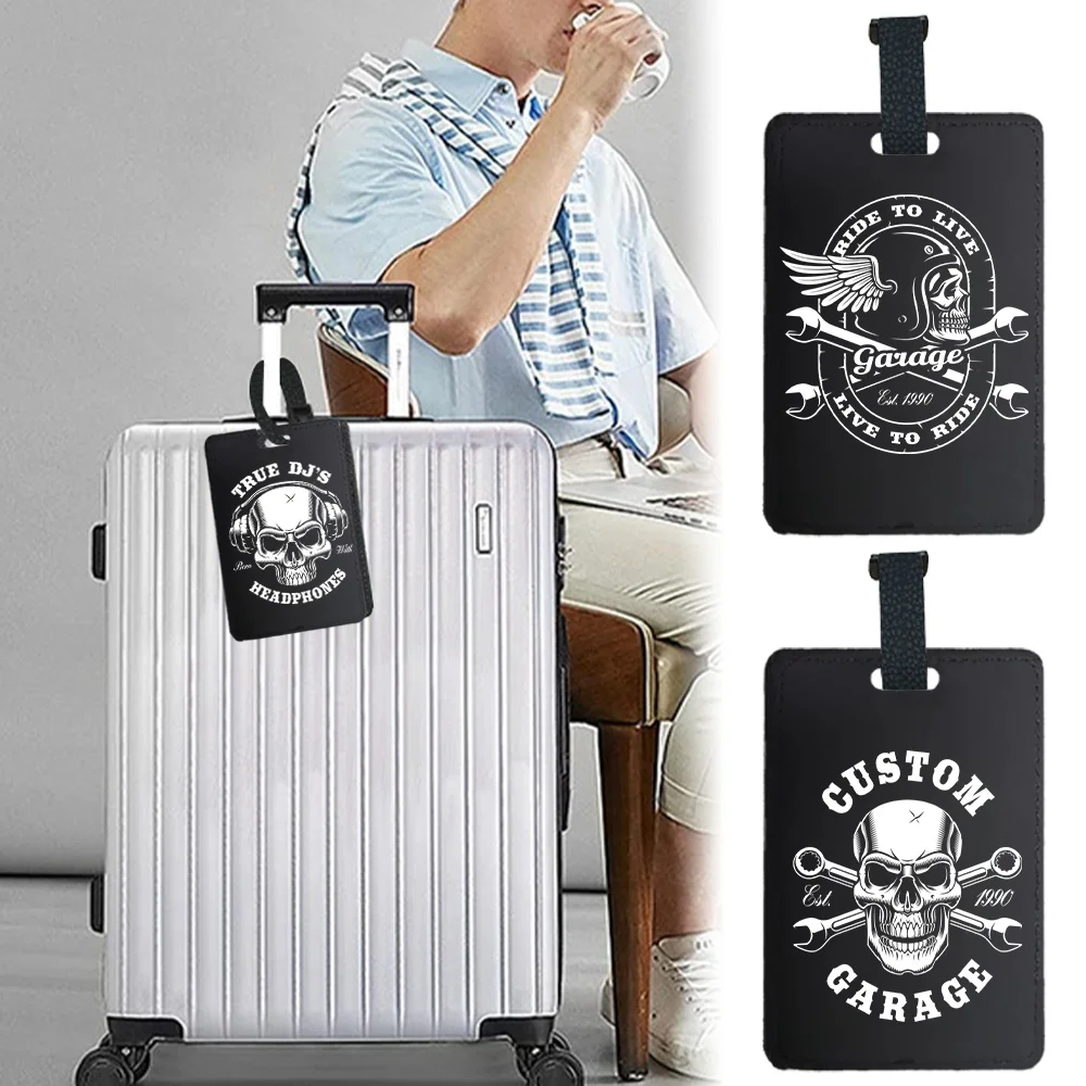 Pu Luggage Tag Pass Personalized Luggage Baggage Boarding Tag Fashion Travel Accessories ID Name Address Holder Skull Pattern