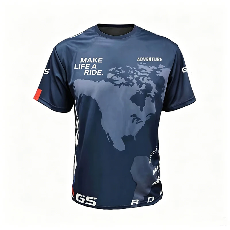 2026 Summer Best-Selling Motorrad R1250 GS Motorcycle Racing Sports Riding Travel Design Summer Quick-Dry T-shirt Dark Blue Top