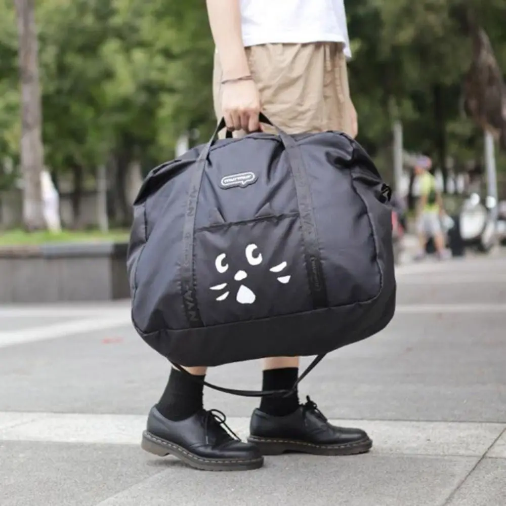 

Shoulder Bag Cartoon Cat Nylon Cloth Bag Nylon Wet Dry Separation Travel Luggage Bag Multi Pocket Crossbody Travel Duffel Bag