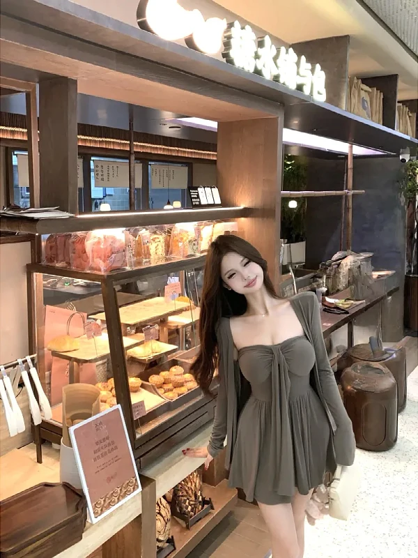 

Комплект из двух предметов: плиссированный топ и кардиган с эффектом похудения, для полных женщин, летний, с завязками на талии, омолаживающий эффект