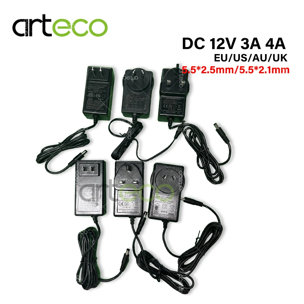 

1Pcs DC 12V 3A 4A Universal Power Adapter Supply Charger Adapter Eu Us Au Uk Plug For LED Strip Lights Transformer Led Driver