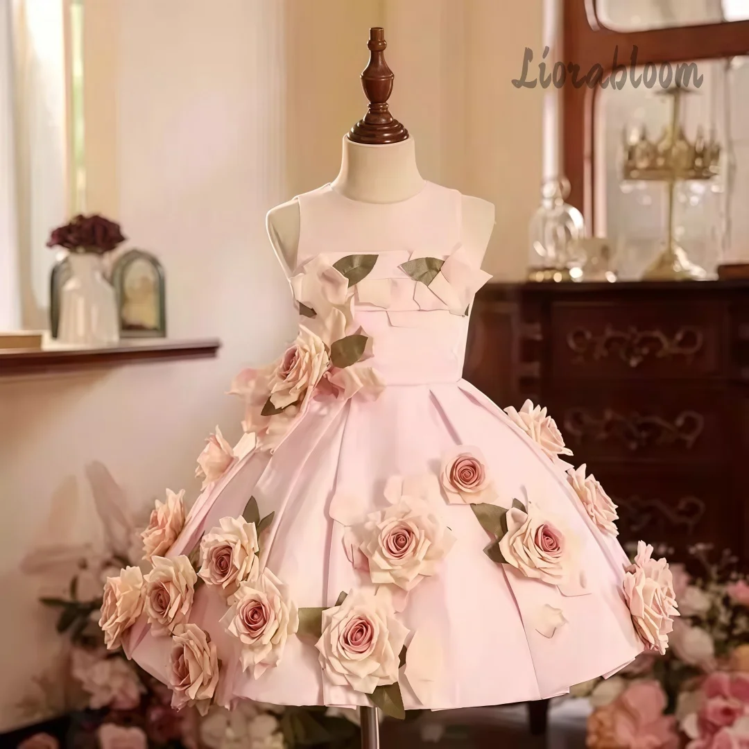 

Girls' Formal Evening Gown With Oversized Floral Accents Flower Girl Dress Princess-Style Dress Exquisitely Crafted Formal Wear