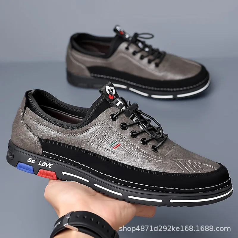 Zapatos casuales hechos a mano para hombre, gran oferta de la temporada, zapatos de cuero versátiles y a la moda, transpirables, antideslizantes y amortiguadores.