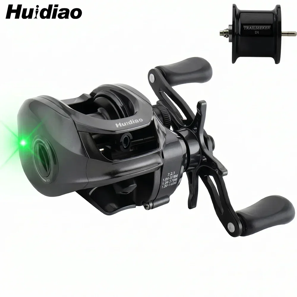 HUIDIAO DC Baitcasting-Rolle 155g Ultraleichte BFS Angelrolle 5+1BB 7.2:1 für Finesse-Angeln und Kleinköder-Auswurf