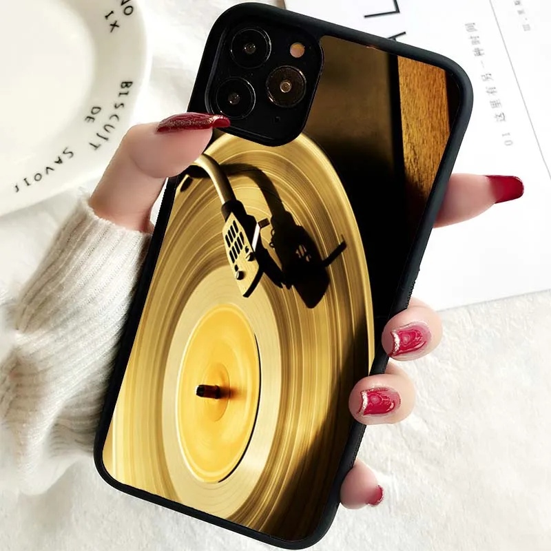 5 5S SE 2020 Phone Cover Case for iPhone 6 6S 7 8 PLUS X XS XR 11 12 13 MINI 14 PRO MAX Rubber Silicone  Vinyl Albums Black