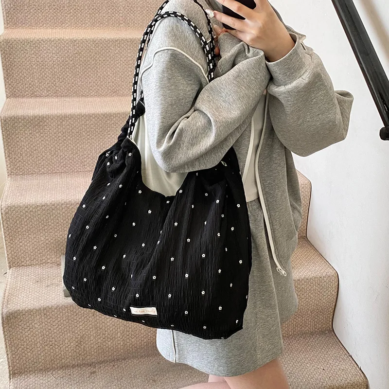 

Canvas Women Shoulder Shopper Bag Japanese Female Student Book Tote Bags 2025 Large Blank Fashion Cotton Cloth Woman Handbags