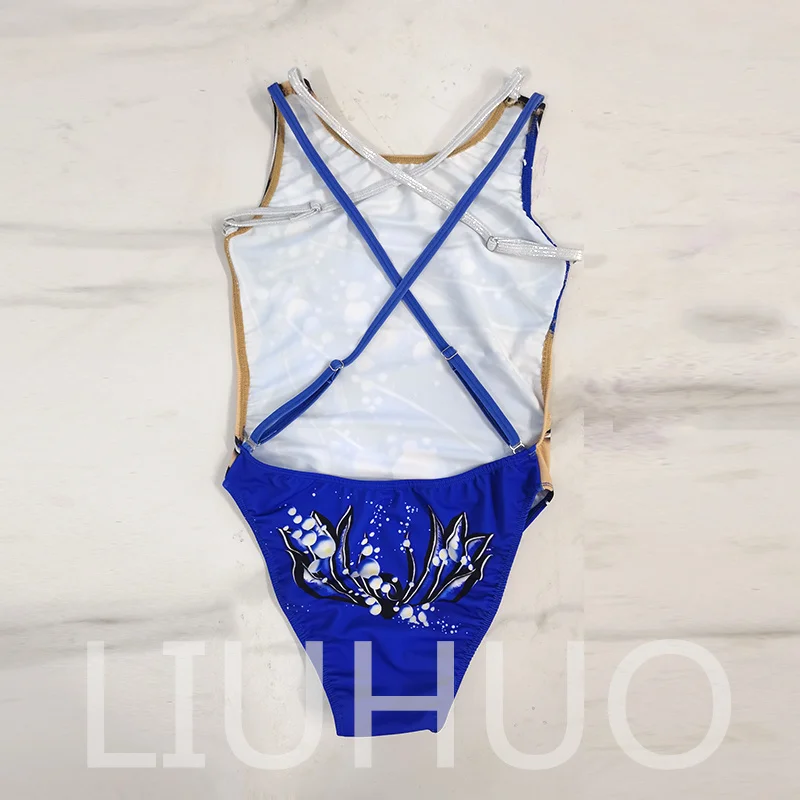 Synchronized Swimming Suit With Rhinestones Swimsuit Girls Competition Dress