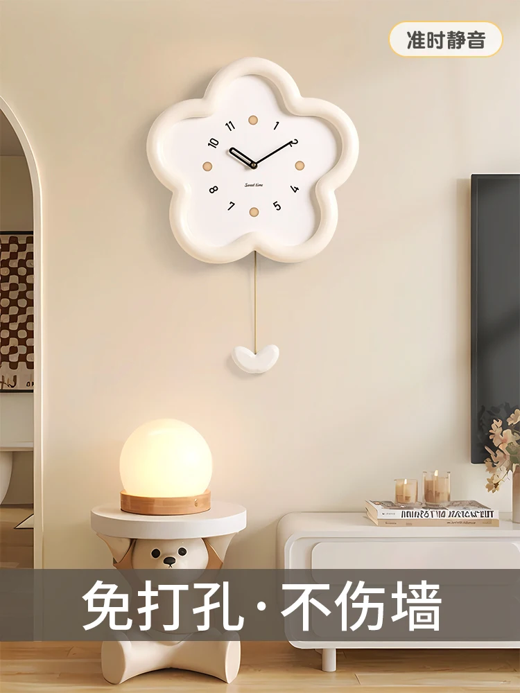 

Cream style flower clock, minimalist modern clock, living room, 2023 new clock, creative internet famous restaurant