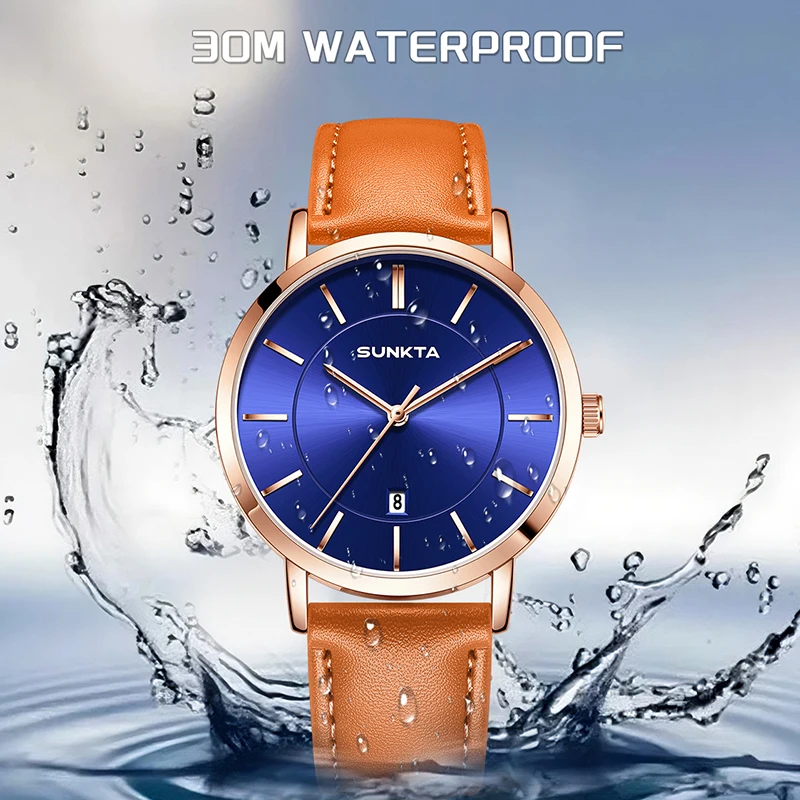 SUNKTA 2026 ساعة رجالي فاخرة LIGE موضة عادية كوارتز ساعات المعصم مقاوم للماء تاريخ الأعمال الساعات النساء الهدايا Reloj Hombre