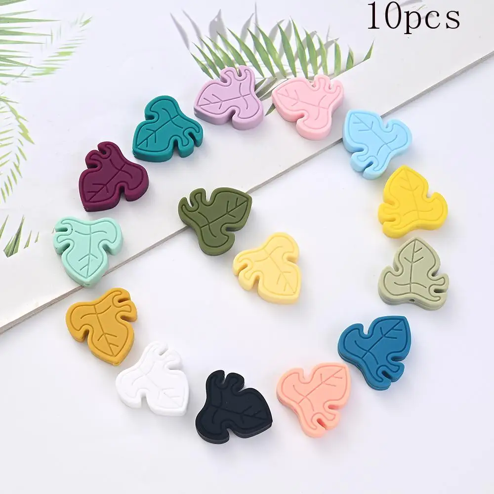 10Pcs Cartoon Colorful Leaf Silicone Beads Focal Beads DIY Accessories For Bracelet Keychain Necklace Keychain Jewelry Making