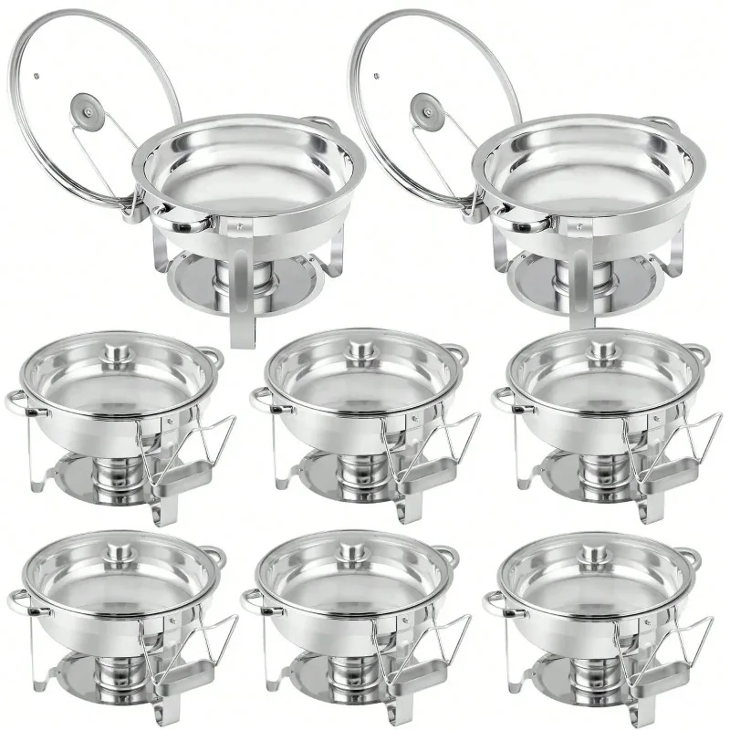 

Chafing Dish Buffet Set of 8 w/Food & Water Pan Frame Lid Holder for Wedding 5QT
