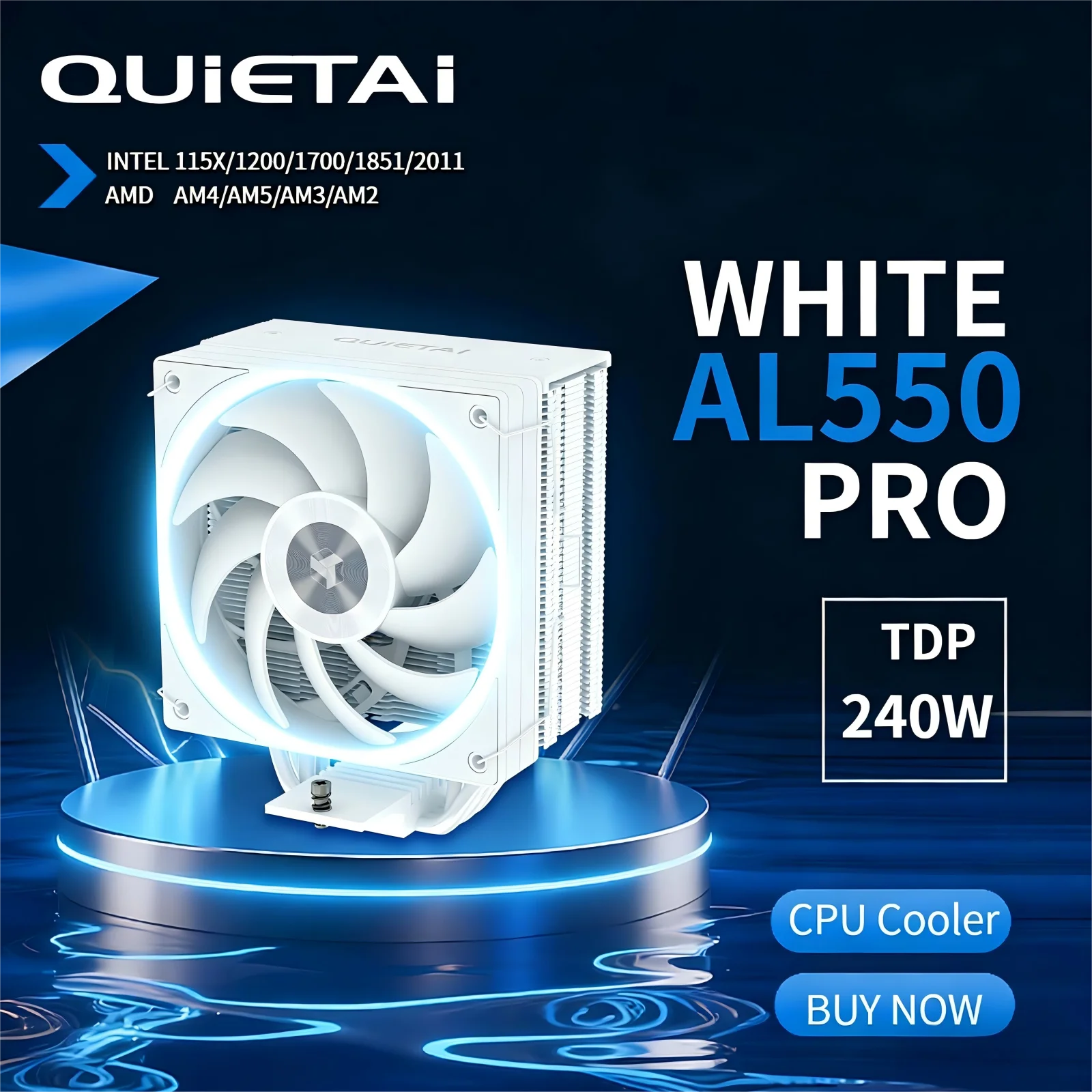 QUIETAI AL550 5Heat Pipe   CPU Cooler 5 Heat pipes TDP 240W Cooling ATX PC Radiator For LGA1700/1851/1200 115X AMD4 AMD5
