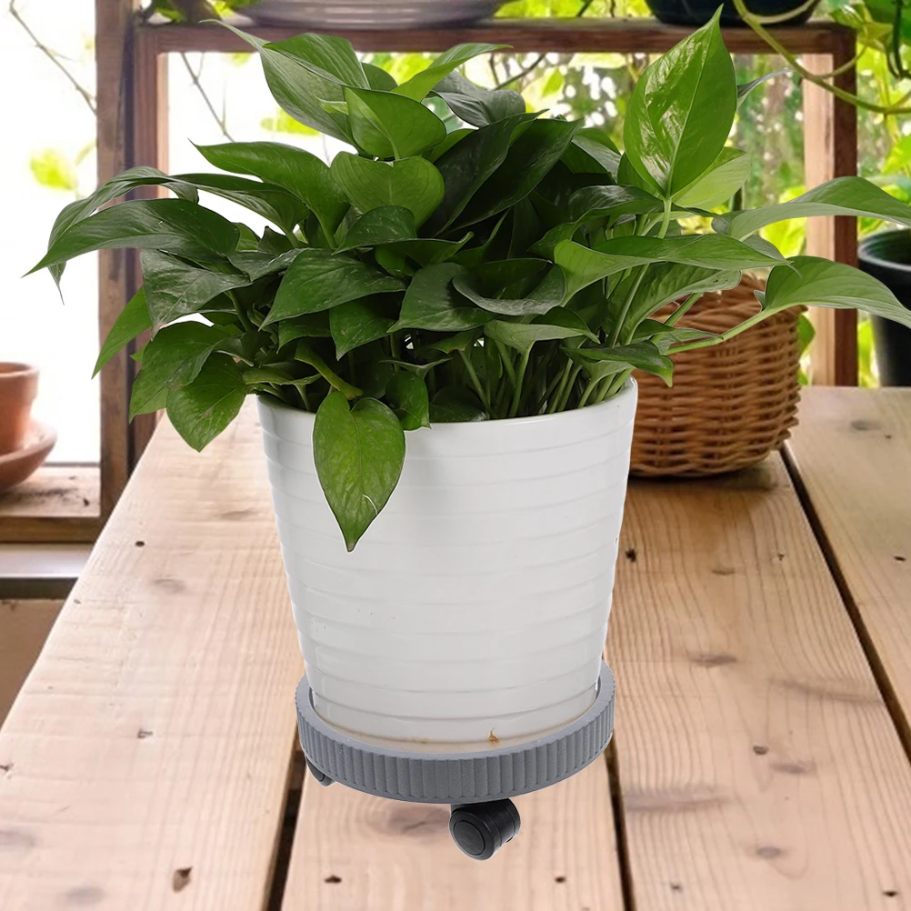 

Indoor Plant Thickened Mobile Roller Tray Flowerpot with Wheels Cart Holder Grey Moving