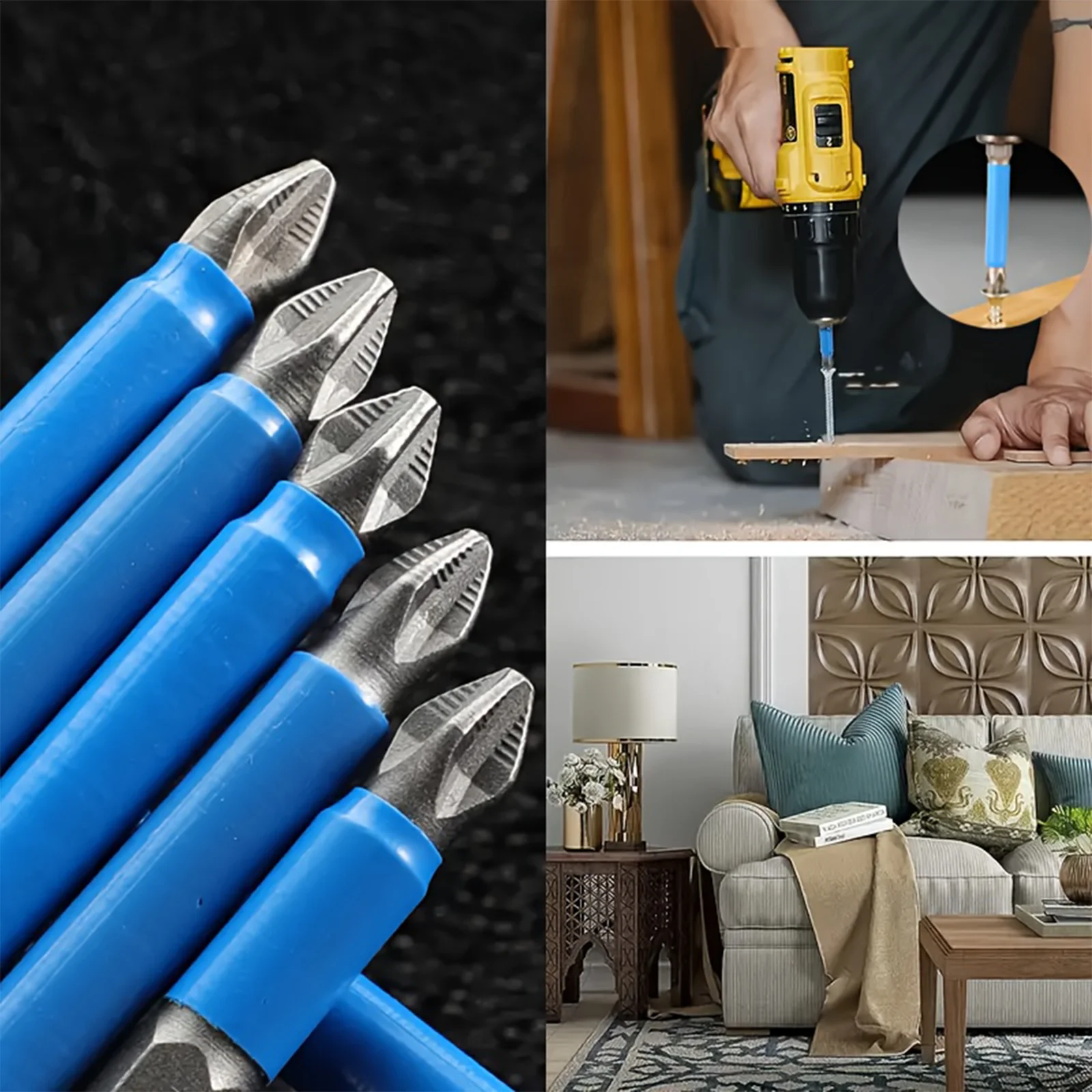 7Pcs PH2 Phillips Screwdriver Bit Set Anti-Slip Magnetic 1/4