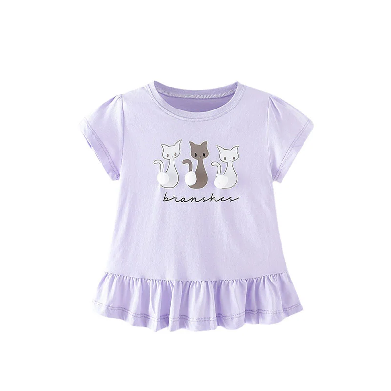 

Jumping Meters 2-7T New Arrival Animals Cats Print Fashion Cute Summer Girls Tshirts Baby Clothes Children's Tees Tops
