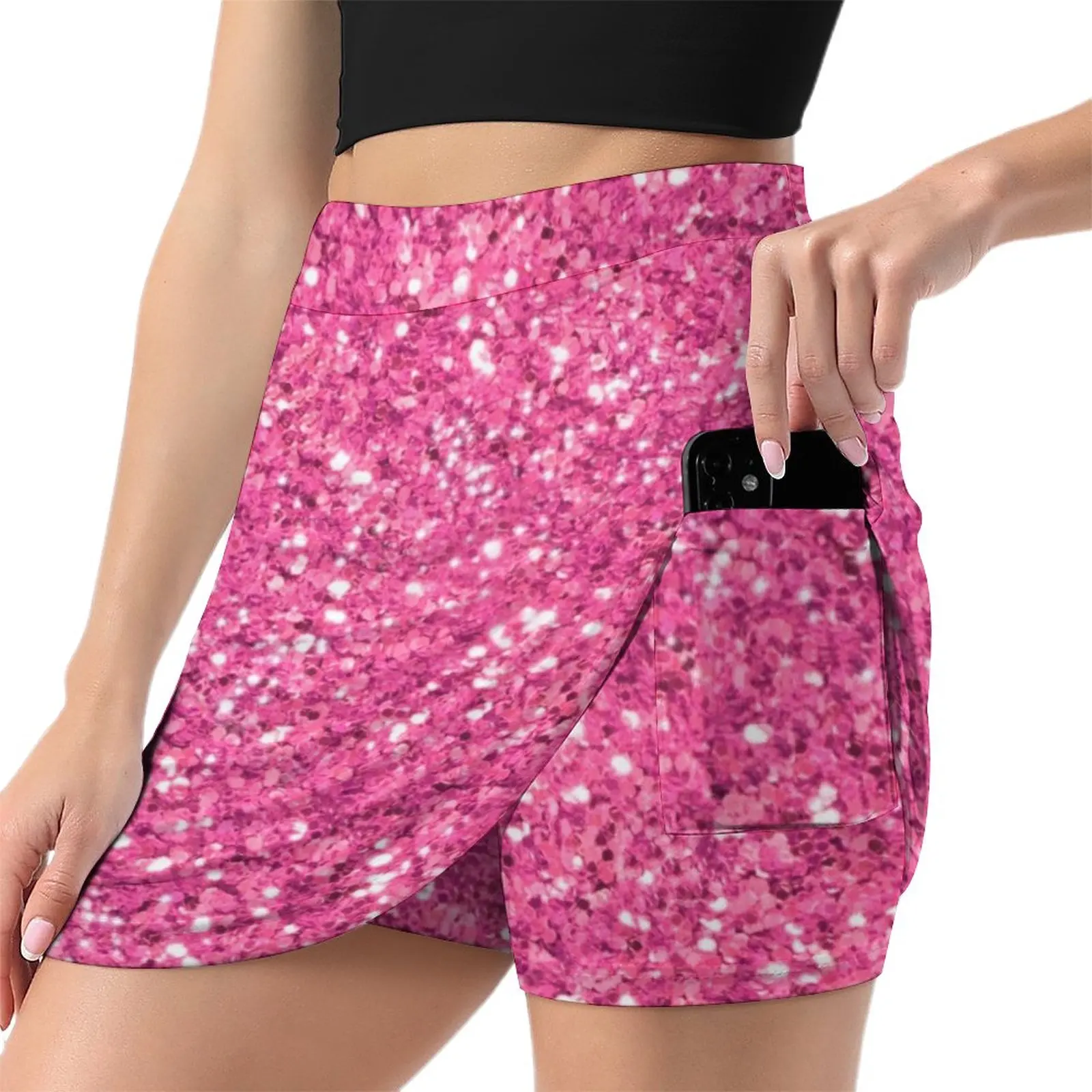 Pink glittering sparking sequins pattern illustration Light Proof Trouser Skirt Clothing female Women's clothing