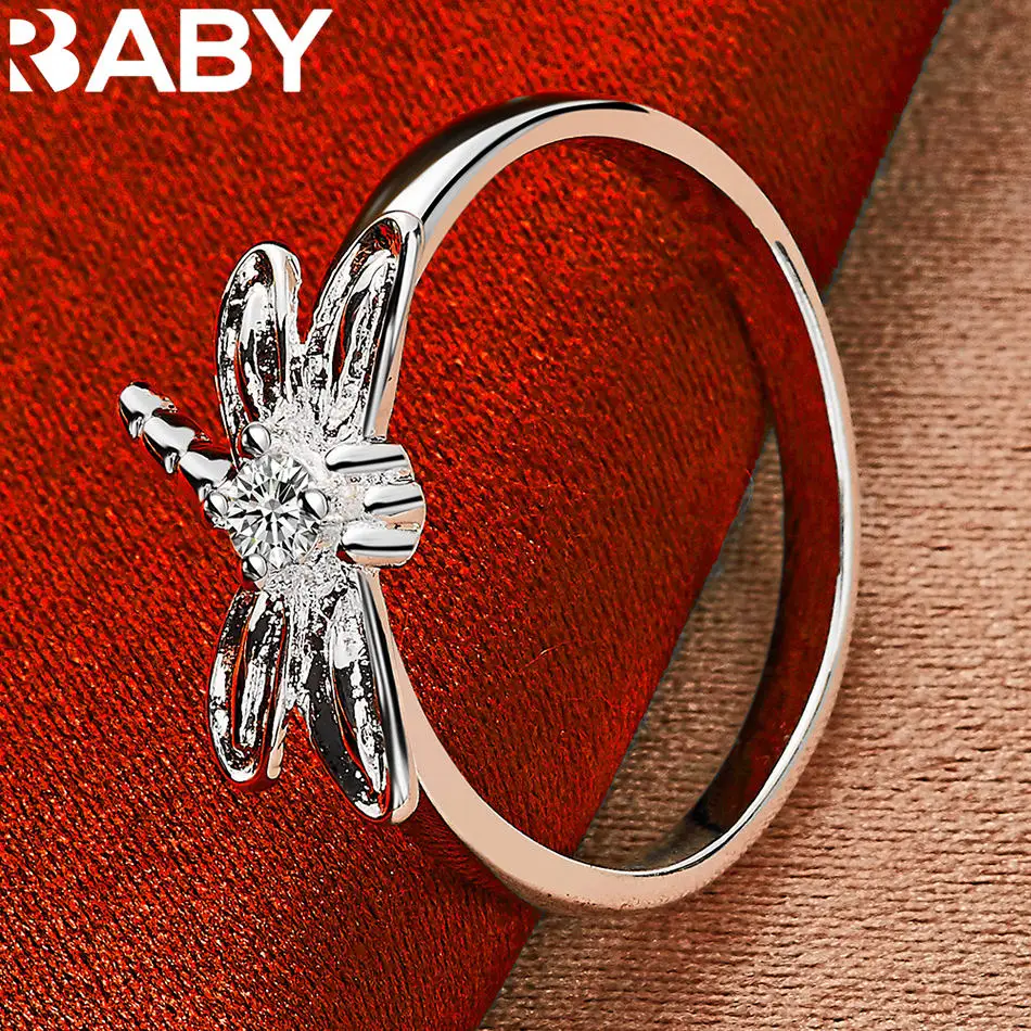 

URBABY 925 Sterling Silver Dragonfly Ring For Men and Women Fashion Jewelry Lively Grace Party Accessories Birthday Gifts