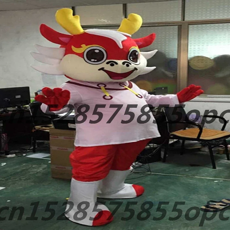 Red Scaly Dragon Mascot Costumes For Adults Cosplay Cartoon Anime Dragons Mascotter Scaramouche Mask Party Halloween Carnival