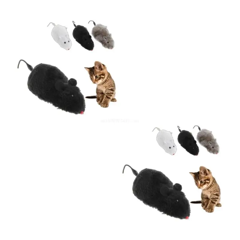 

Robotic Mouse Toy Pet for Cat Teaser Toy Clockwork Spring Power Plush Mouse Toy for Pet Kitten Interactive & for Chase