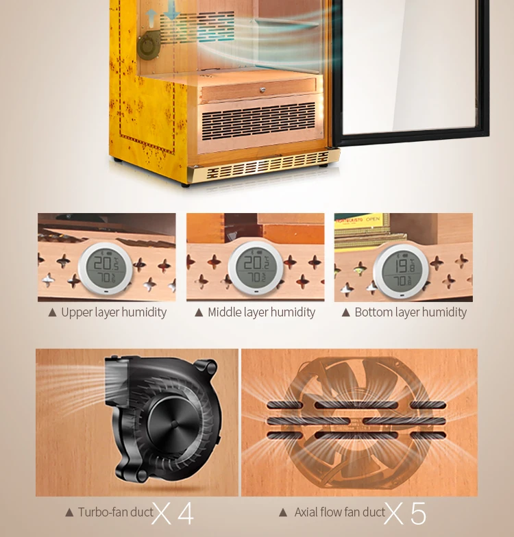 Most Advanced Precise Climate-controlled Cigar Humidor with Full Spanish Cedar Wood